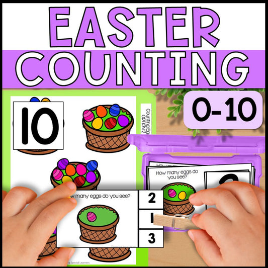 Easter Theme Counting 0 to 10: Adapted Book, Task Cards & File Folders