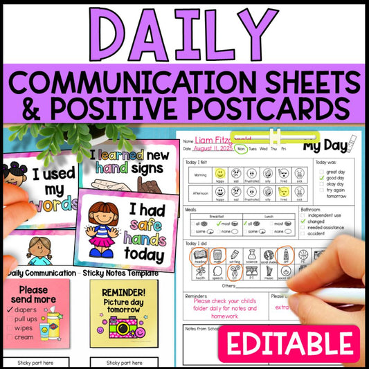 Editable Daily Communication Sheet with Positive Notes