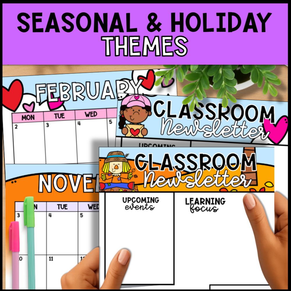 Editable Monthly Newsletter Template & Printable Calendar