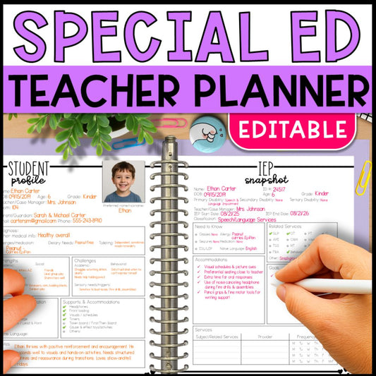 Editable Special Education Teacher Planner - Daily & Weekly