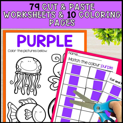 errorless learning academic bundle - file folders task boxes 79 cut and paste worksheets and coloring pages