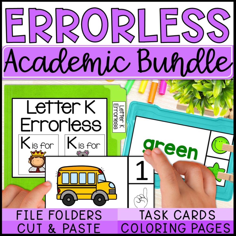 errorless learning academic bundle - file folders and task boxes academic bundle cover