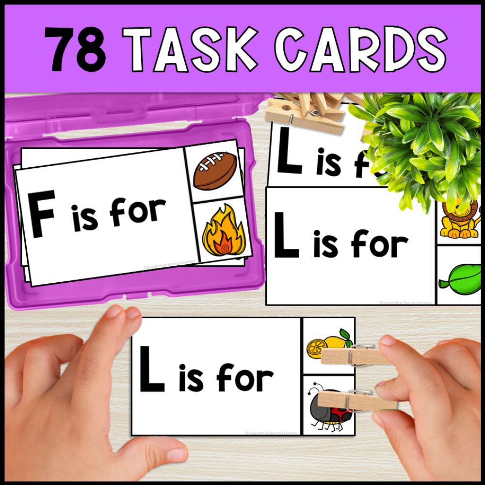 errorless learning alphabet - file folders and 78 task cards