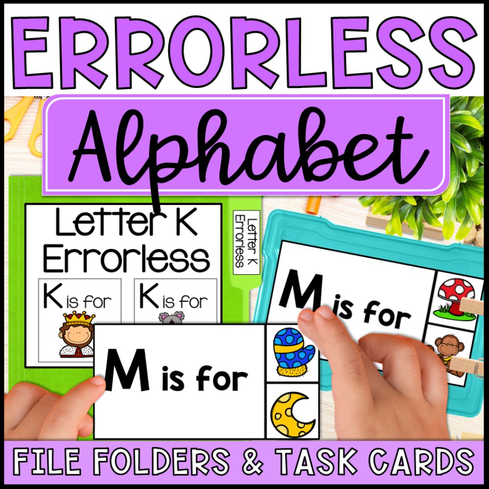 errorless learning alphabet - file folders and task boxes cover