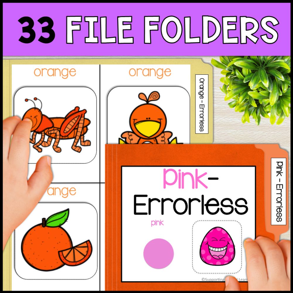 Errorless Color Activity Errorless Learning Colors: File Folders, Task Boxes & More