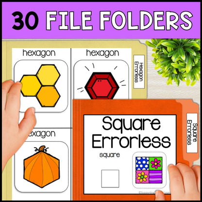 errorless learning shape includes 30 file folders and task boxes