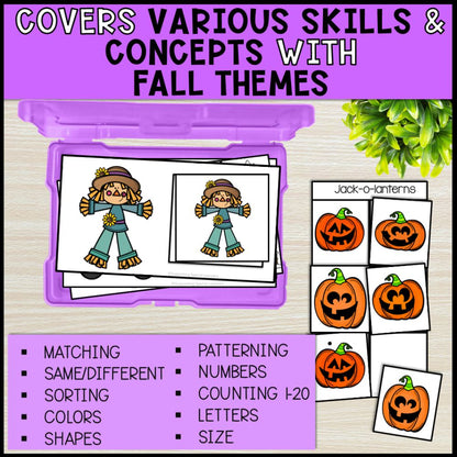 fall task boxes boom cards covers various skills and concepts