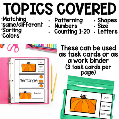 fall task boxes boom cards topics