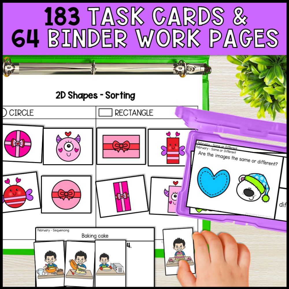 february basic concepts worksheets ela and math practice task cards and binder work pages