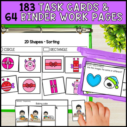 february basic concepts worksheets ela and math practice task cards and binder work pages