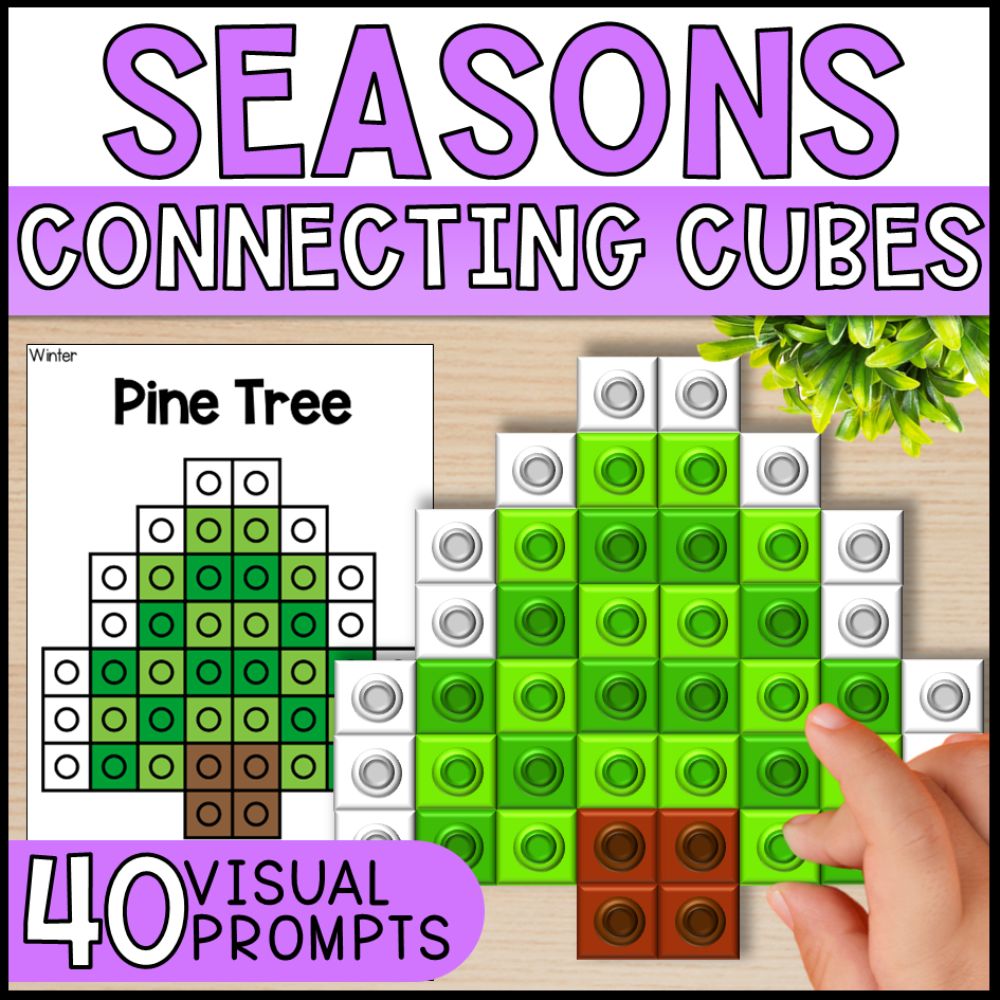 fine motor activities connecting cubes activities - 4 seasons cover