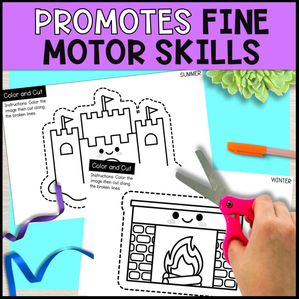 fine motor cutting practice for special education - 4 seasons promotes fine motor skills