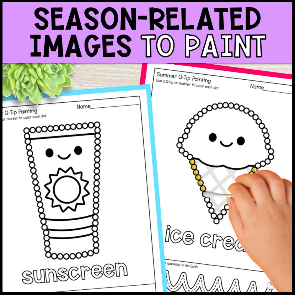 fine motor q tip painting bundle for special education - 4 seasons related images to paint