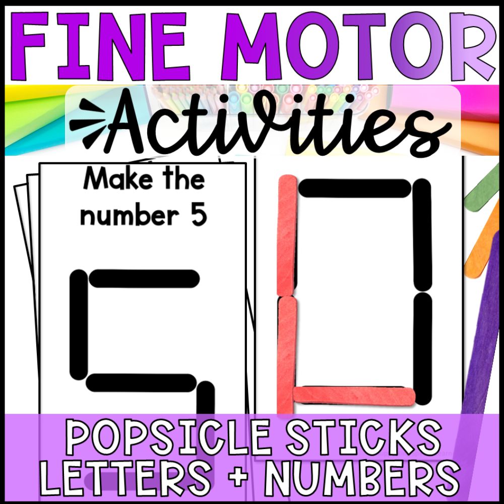 Fine Motor Activity Popsicle Sticks: Letters and Numbers