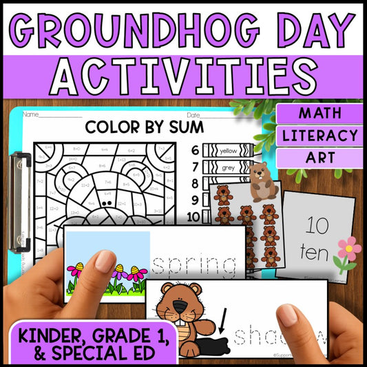 Groundhog Day Math, Literacy & Art Activities - Special Education
