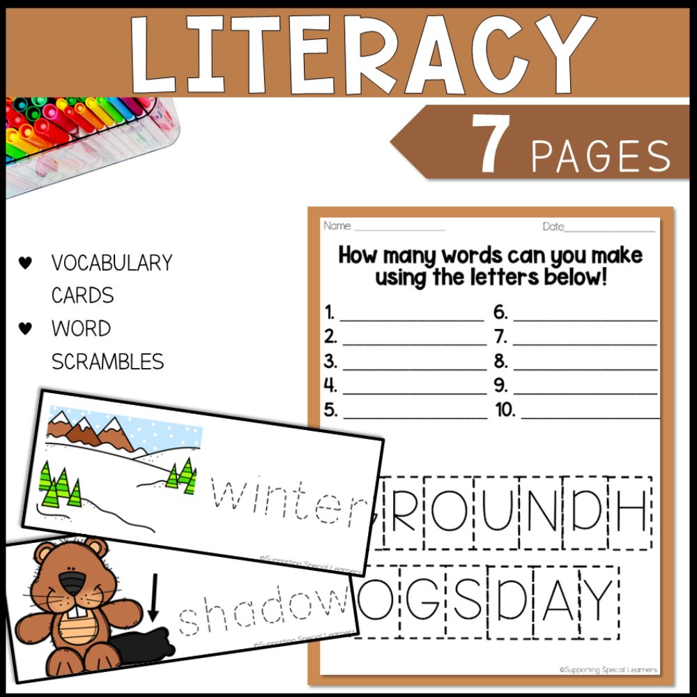 groundhog day math, literacy and art activities 7 literacy pages