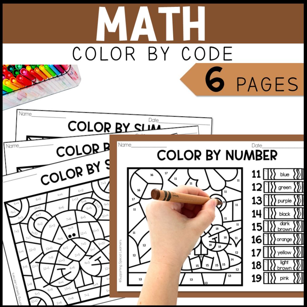 groundhog day math, literacy and art activities color by code