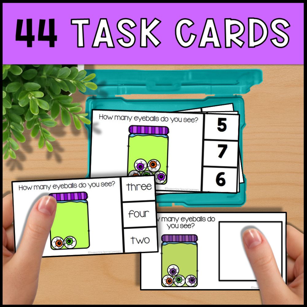 Halloween Counting 0 to 10: Adapted Book, Task Cards & File Folders