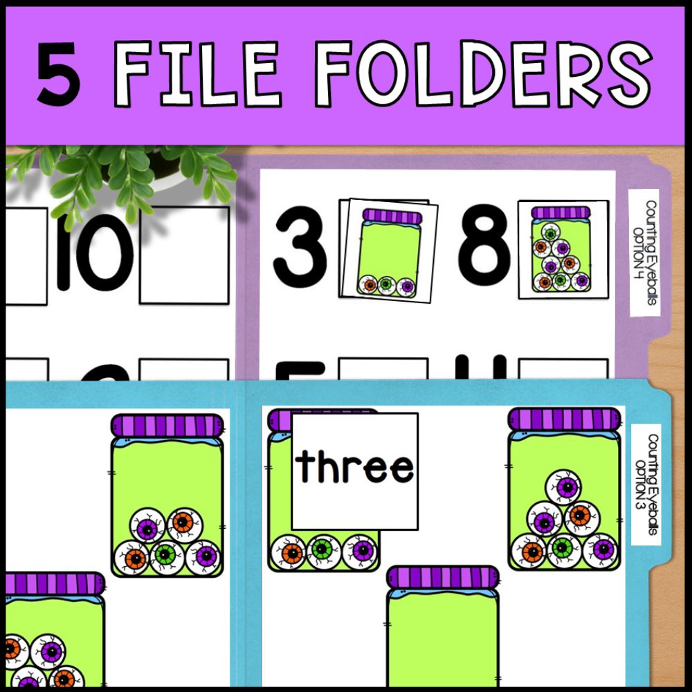 Halloween Counting 0 to 10: Adapted Book, Task Cards & File Folders
