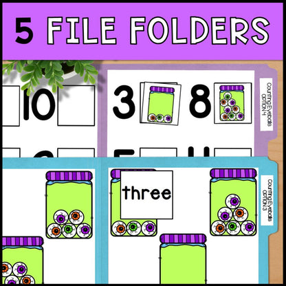Halloween Counting 0 to 10: Adapted Book, Task Cards & File Folders