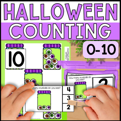 Halloween Counting 0 to 10: Adapted Book, Task Cards & File Folders