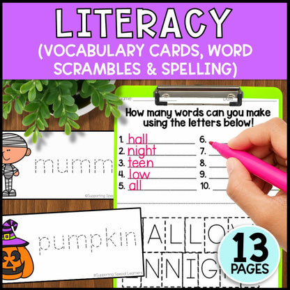 Halloween Math, Literacy & Art Activities: Special Education