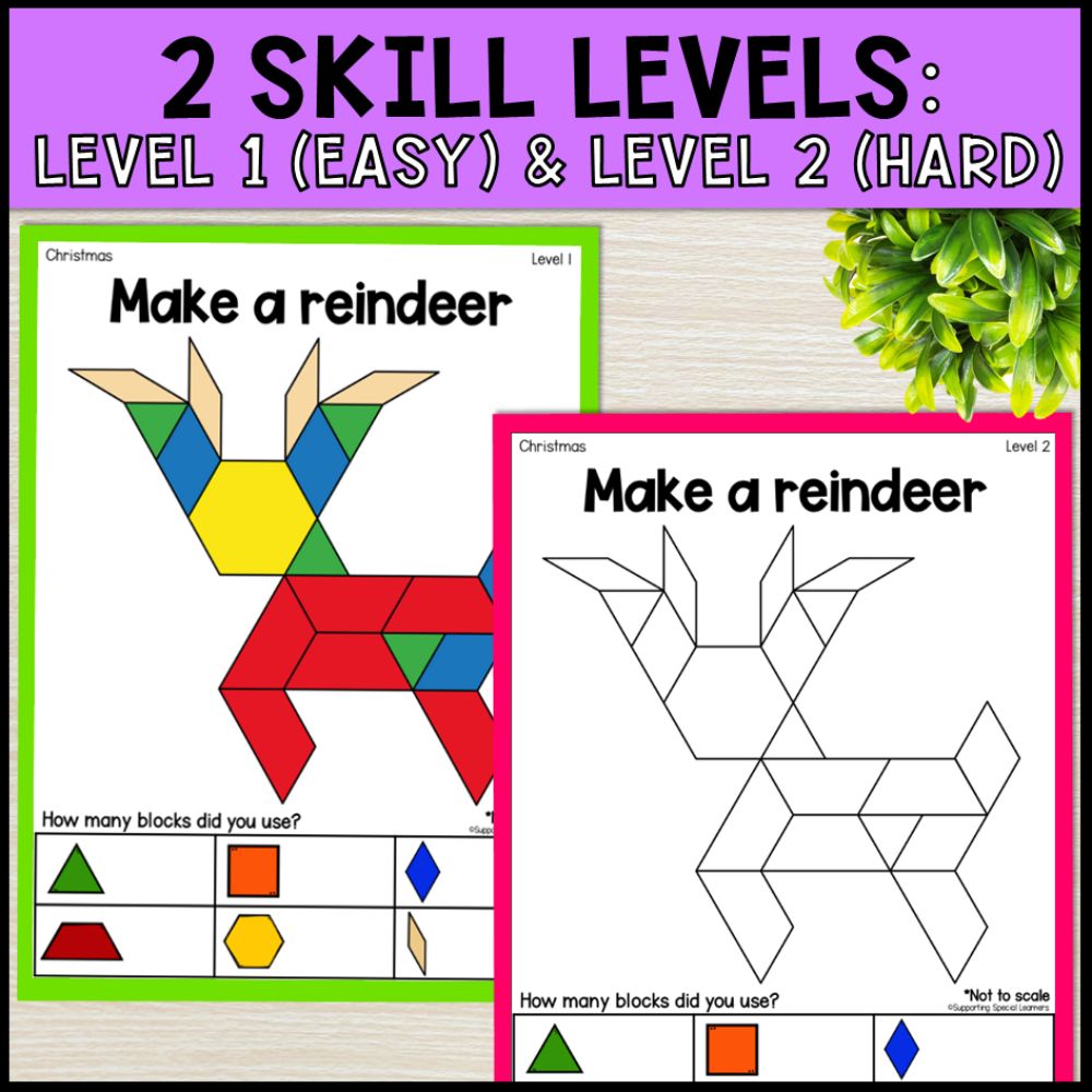 holiday themes pattern block mats task cards bundle 2 skills levels