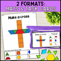 Holiday Themes Pattern Block Mats & Task Cards Bundle