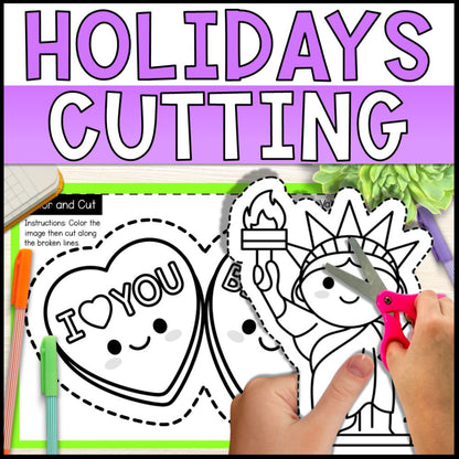 Holiday Cutting Practice with Scissors Bundle – Fine Motor Centers