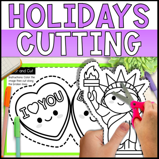 Holiday Cutting Practice with Scissors Bundle – Fine Motor Centers