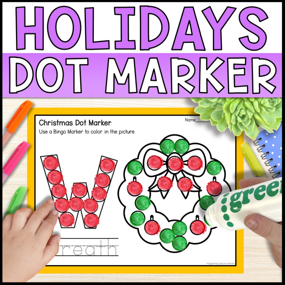 Holiday Dot Marker Printable Kindergarten Fine Motor Centers - No Prep