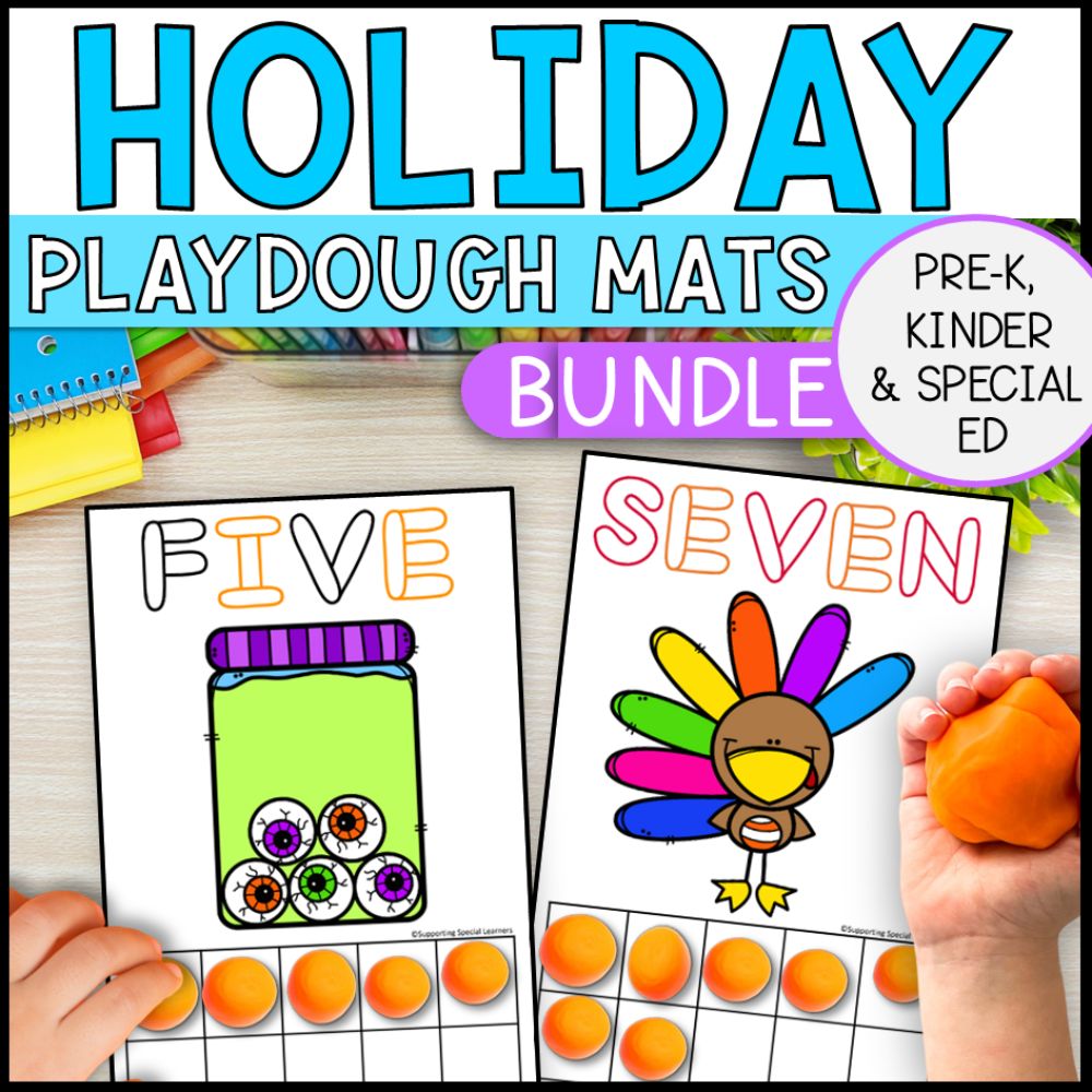 holiday playdough mats - kindergarten centers and fine motor bins cover