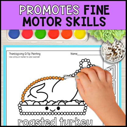 Holiday Q Tip Painting Fine Motor Skills Worksheets - No Prep