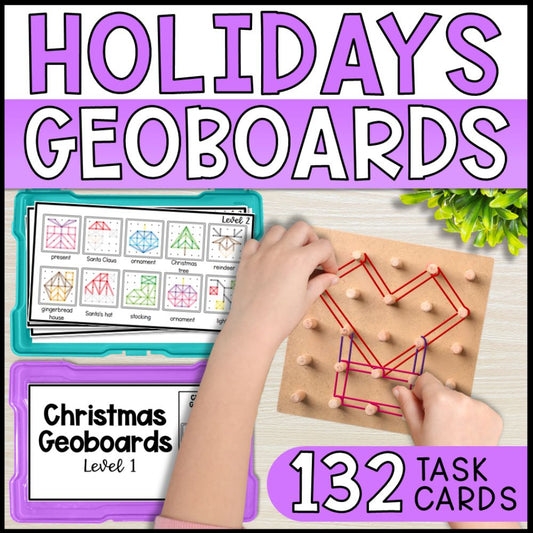 Holiday Theme Geoboard Task Cards - Fine Motor Activities