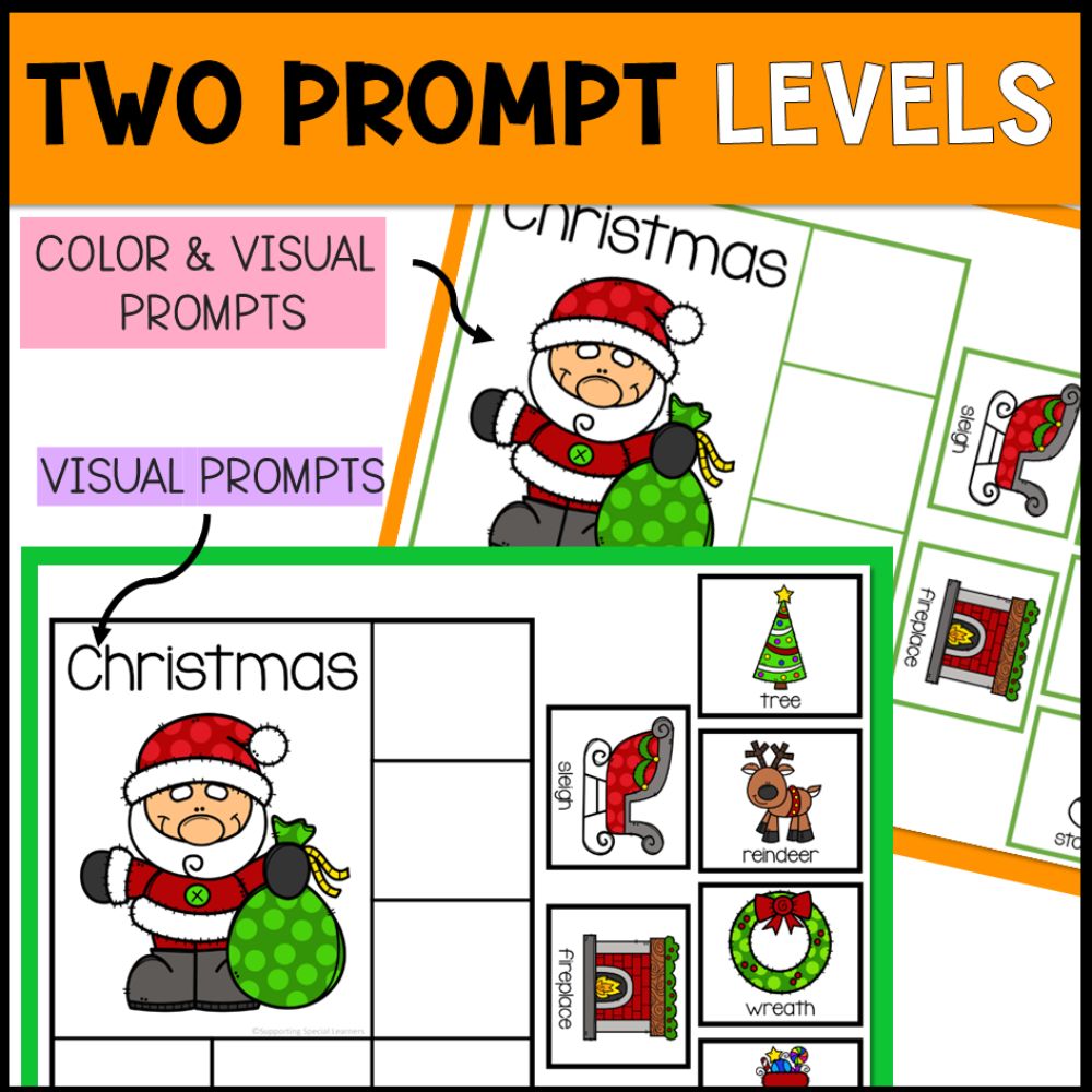holidays sorting activities two prompt levels