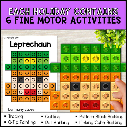 Holidays Themed Centers Bundle - Fine Motor Activities & Worksheets