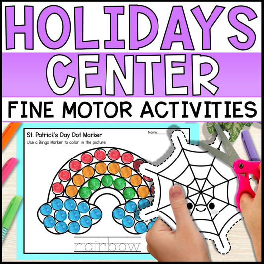 Holidays Themed Centers Bundle - Fine Motor Activities & Worksheets