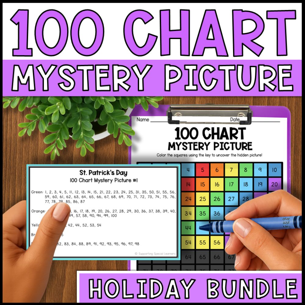 Hundreds Chart Mystery Pictures Bundle: Holiday-Themed Math Activities