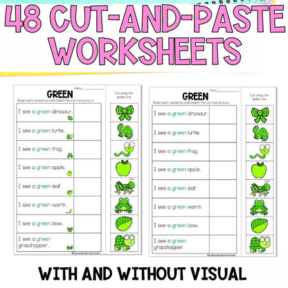 learning color activities bundle 48 cut and paste worksheets