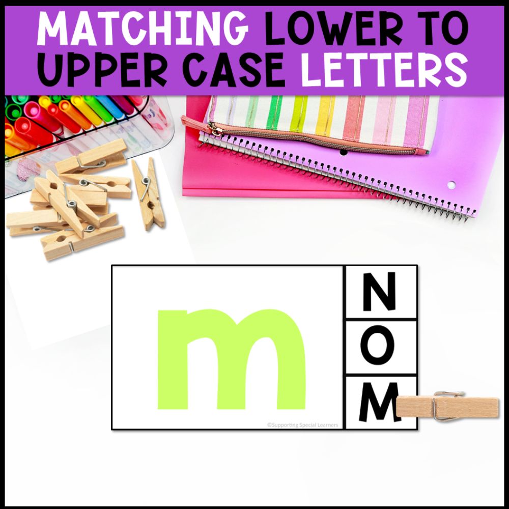letter task cards matching lower to upper case letters