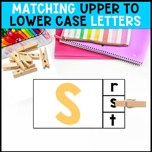 letter task cards matching upper to lower case letters