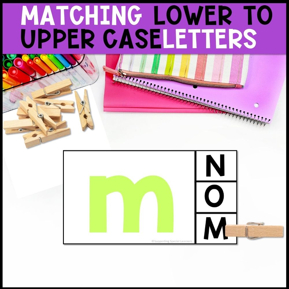 letter task cards matching lower to uppercase letters