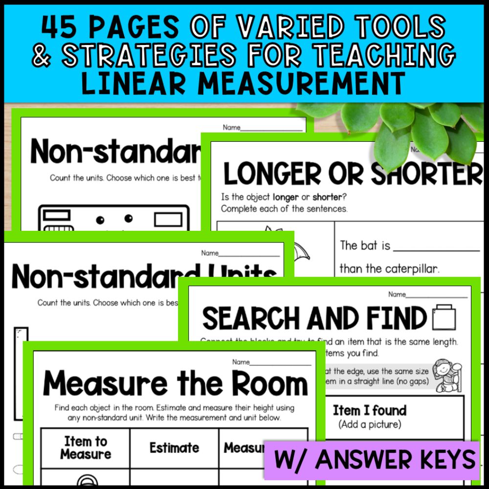 Linear Non-Standard Measurement Activities: Worksheets, Posters & Task Cards