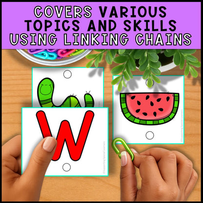 Linking Chains Bundle: Fine Motor Activity - Math and Literacy Centers