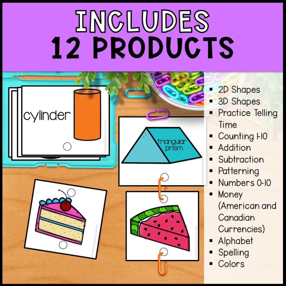 Linking Chains Bundle: Fine Motor Activity - Math and Literacy Centers