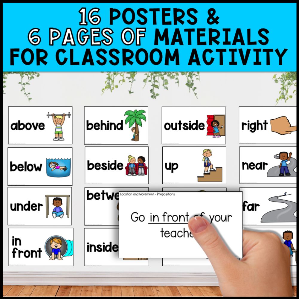 Location & Movement Positional Words - Prepositions, Books, Games & Centers