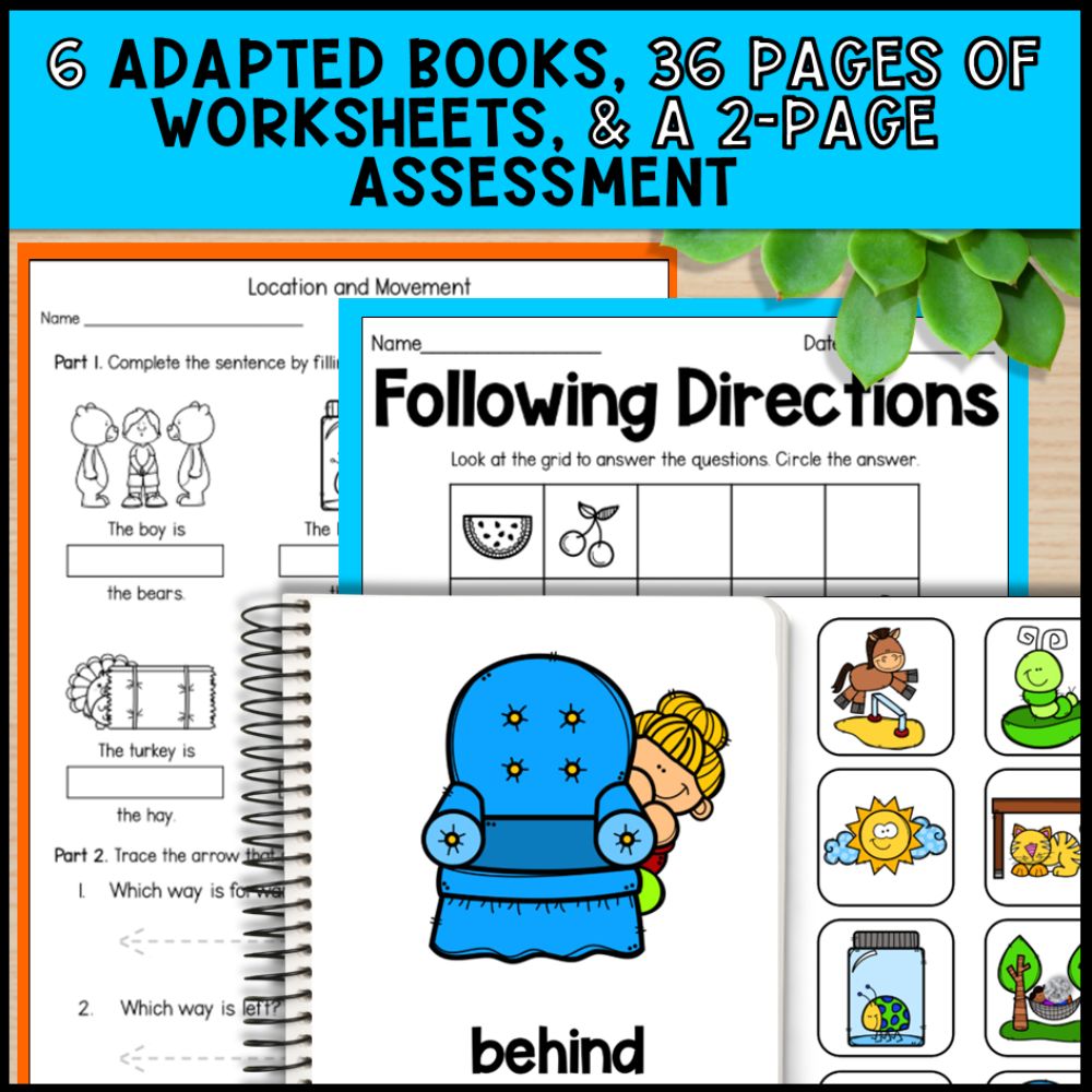 Location & Movement Positional Words - Prepositions, Books, Games & Centers