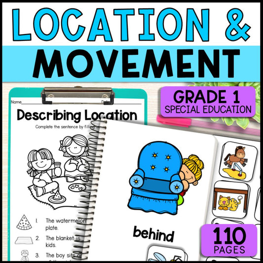 Location & Movement Positional Words - Prepositions, Books, Games & Centers