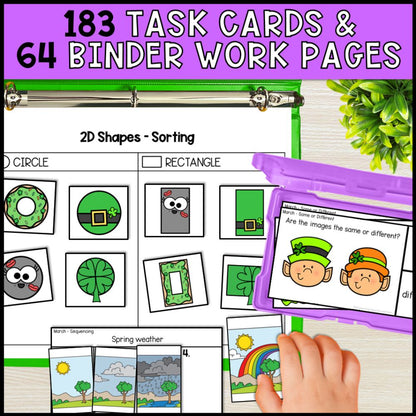 march basic concepts worksheets ela and math practice task cards and binder work pages