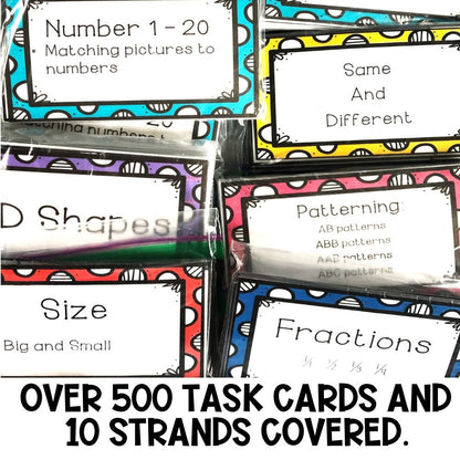 math task boxes and task cards over 500 task cards
